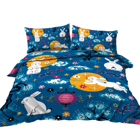 Image of Cute Rabbit Bedding Set Chinese Mid Autumn Festival 01