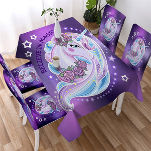 Floral Unicorn Waterproof Tablecloth  09