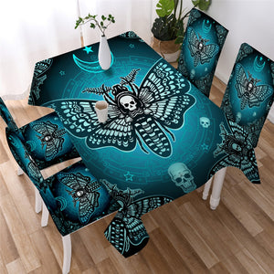 Death Butterfly Moon Star - Gothic Skull Table Cloth 02