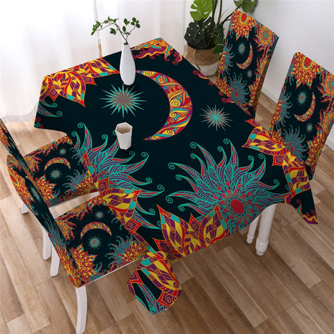 Image of Star Moon - Mandala Waterproof Tablecloth  24