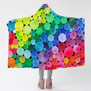 Colorful Round Patterns Hooded Blanket