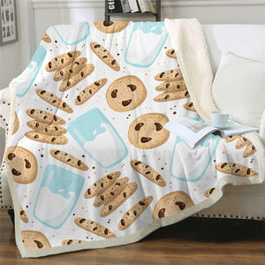 Funny Cookies And Milk Food Soft Sherpa Blanket