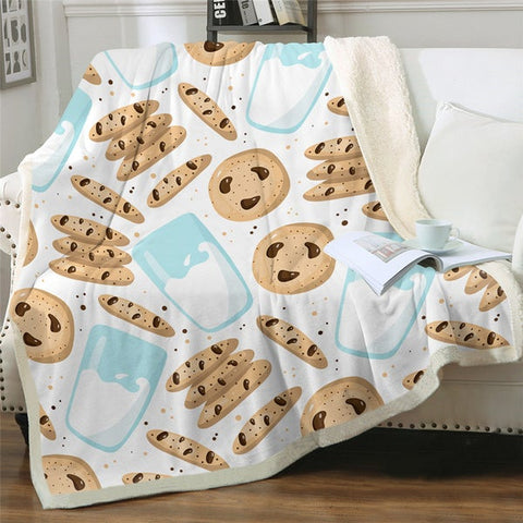 Image of Funny Cookies And Milk Food Soft Sherpa Blanket