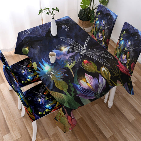 Image of Dragonfly - Lotus Flower Tablecloth 3D Print 05