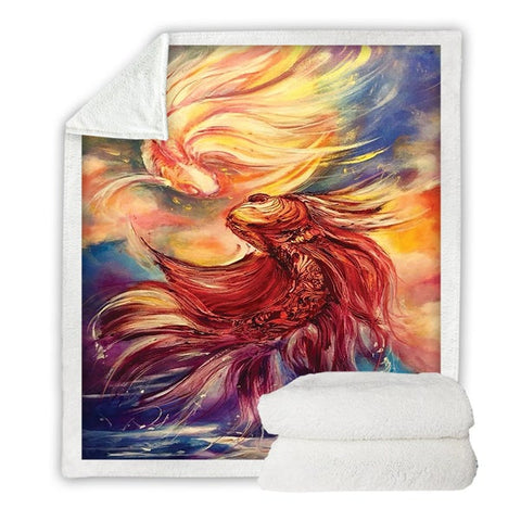 Image of Elegant Fish Painting Art Cozy Soft Sherpa Blanket