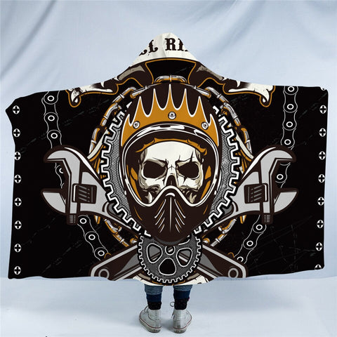 Image of Mechanic Skull Hooded Blanket