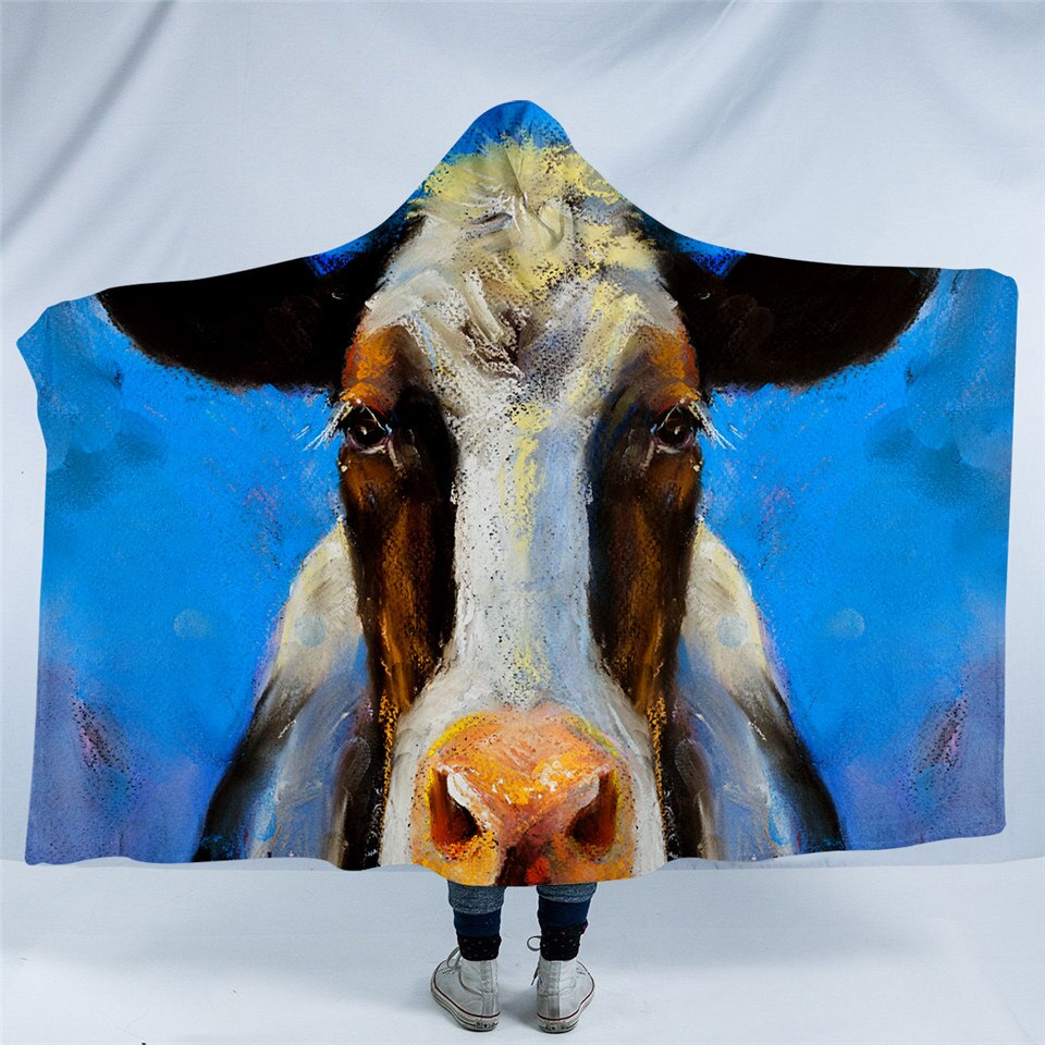 Cow Mugshot Hooded Blanket