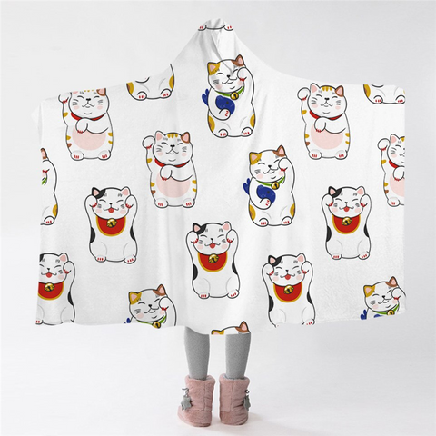 Image of Greeting Cat Hooded Blanket