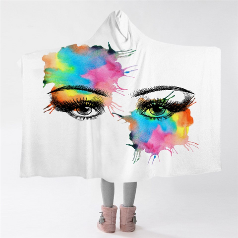 Image of Colorspray Eyes Hooded Blanket