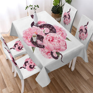Pink Flowers Waterproof Tablecloth