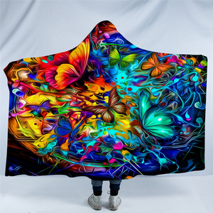 3D Butterflies Hooded Blanket