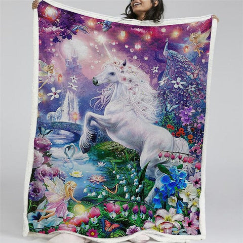 Image of Fairy Tale World Unicorn Soft Sherpa Blanket