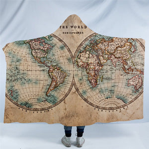 The World In Hemisphere Hooded Blanket