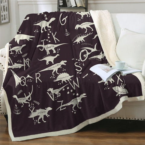 Image of Alphabet Dinosaurs Education Cozy Soft Sherpa Blanket