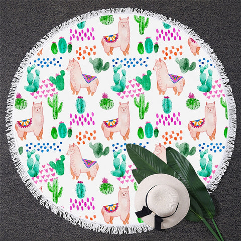 Image of Cactus Round Beach Towel