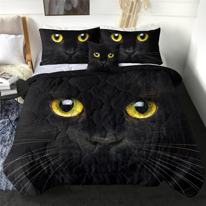 4 Pieces 3D Black Cat Comforter Set - Beddingify