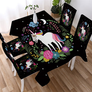 Floral Unicorn Waterproof Tablecloth  07