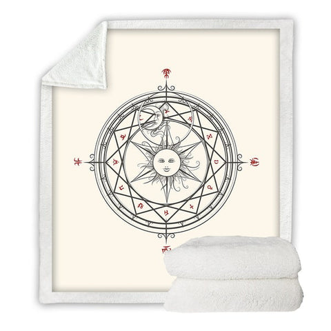 Image of Witchcraft Magic Circle Sun And Moon Cozy Soft Sherpa Blanket