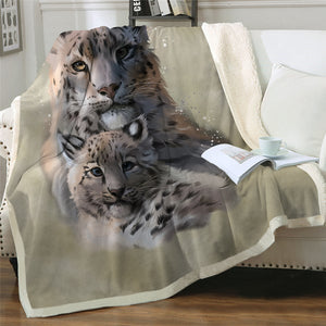 Mother And Baby Leopard Cheetah Soft Sherpa Blanket
