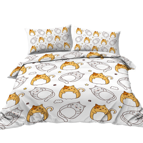 Image of Black Cat Duvet Cover Set Cartoon Animal Bedding 03