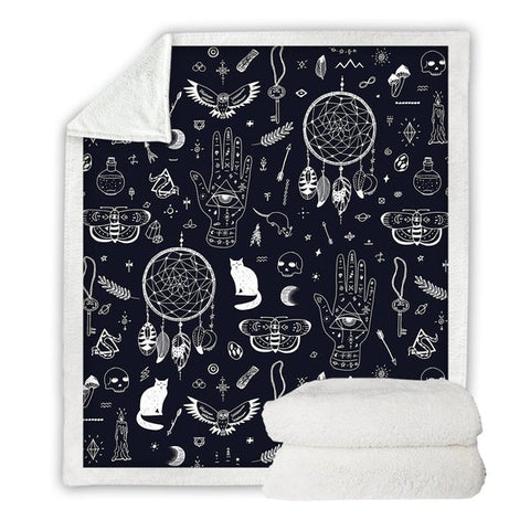 Image of Witchcraft Dreamcatcher Magical Elements Soft Sherpa Blanket