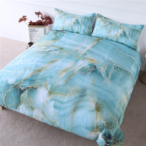 Image of Turquoise Marble Bedding Set - Beddingify