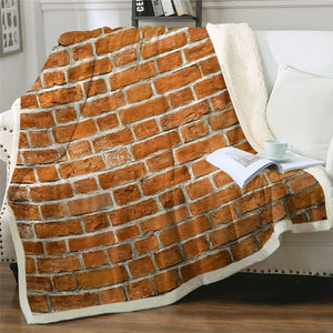 Vintage Brick Realistic Brown Soft Sherpa Blanket