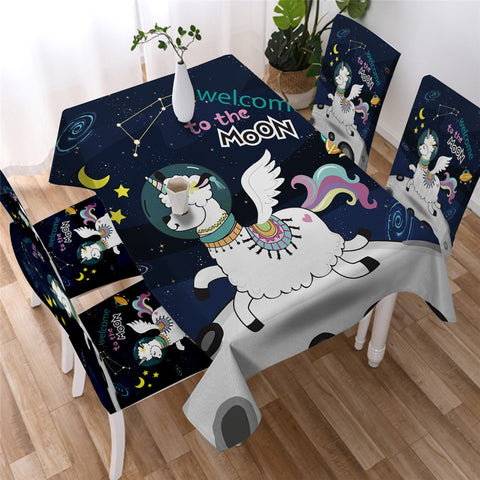 Image of Cartoon Alpaca - Cute Llama Waterproof Tablecloth  06