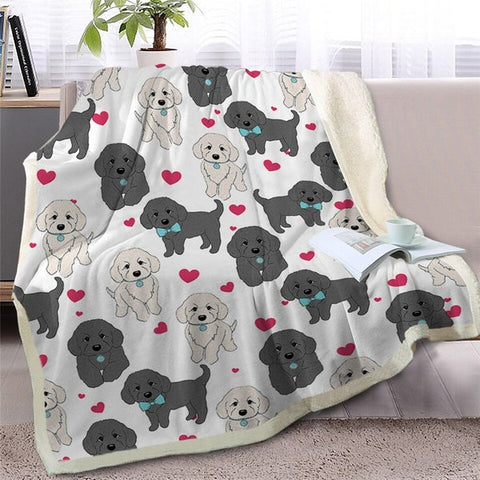 Image of Lovely Funny Toy Poodle Dogs Soft Sherpa Blanket