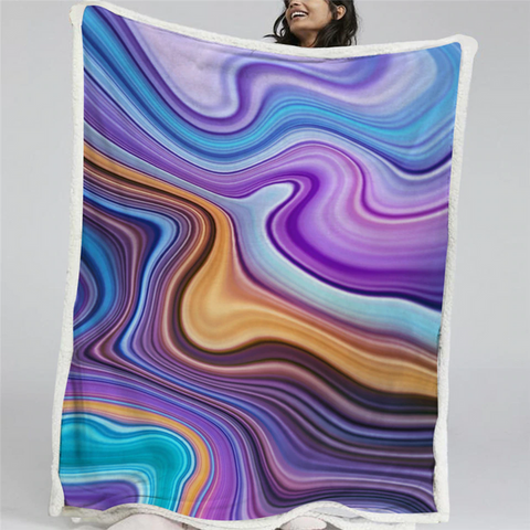 Image of Beautiful Colorful Marble Natural Inspired Soft Sherpa Blanket