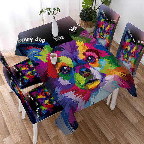 Image of Monogram Cartoon Dog Table Cloth Waterproof 03