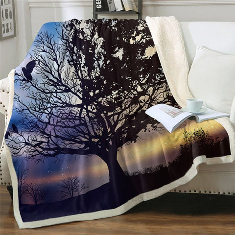 Image of 3D Printed Winter Tree Cozy Soft Sherpa Blanket
