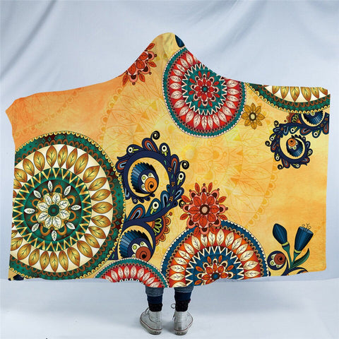 Image of Mandala Wheels Hooded Blanket