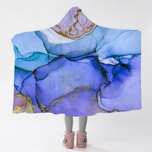 Blue Tiles Themed Hooded Blanket
