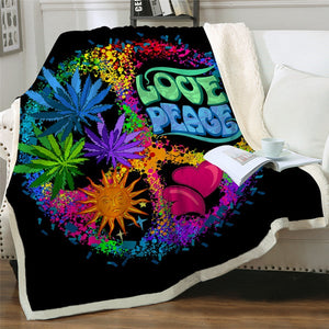 Colorful Love Peace Symbol Cozy Soft Sherpa Blanket