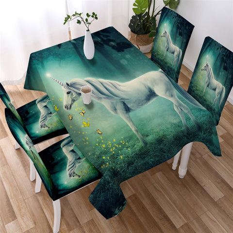 Image of Floral Unicorn Waterproof Tablecloth  01