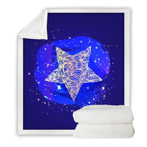 Image of Stylish Patterned Star Cozy Soft Sherpa Blanket