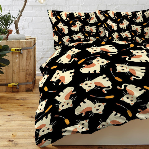 Image of Black Cat Duvet Cover Set Cartoon Animal Bedding 07