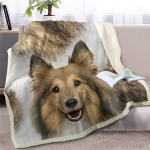 3D Printed Sheltie Dog Soft Sherpa Blanket