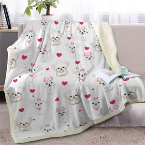 Funny Maltese Dogs Soft Sherpa Blanket