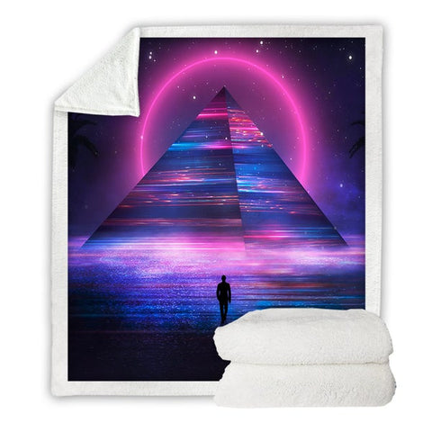 Image of Graphic Colorful Pyramid Cozy Soft Sherpa Blanket