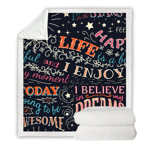 Image of Enjoy Your Life Letter Cozy Soft Sherpa Blanket