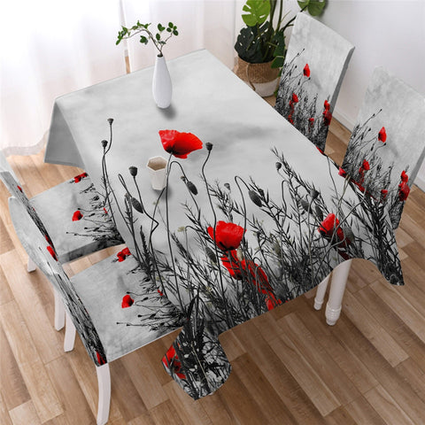 Image of Watercolor Leaves & Flowers Waterproof Tablecloth  11