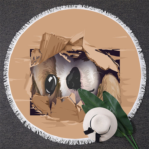 Image of Dog and Cat Round Beach Towel 03