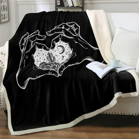 Image of Witchcraft Love Heart Hands Soft Sherpa Blanket