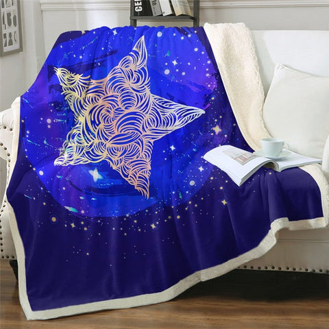 Image of Stylish Patterned Star Cozy Soft Sherpa Blanket