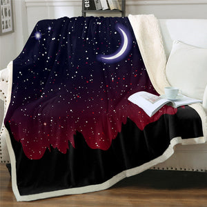 Moon Night Starry Sky Cozy Soft Sherpa Blanket