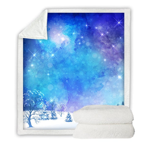 Image of Winter Night Starry Sky Cozy Soft Sherpa Blanket