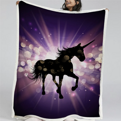 Image of Sparkly Unicorn Shape Soft Sherpa Blanket