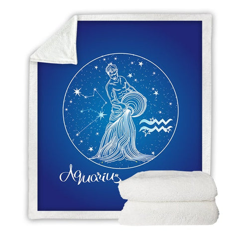 Image of Aquarius Zodiac Sign Twelve Constellations Soft Sherpa Blanket